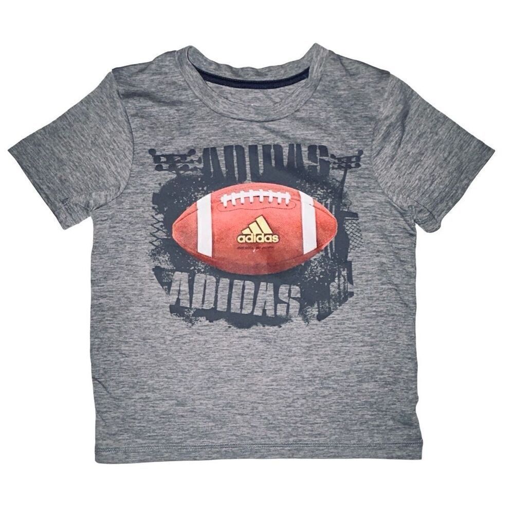 Adidas Football Shirt Boys 4 Youth Gray T-Shirt Short Sleeve